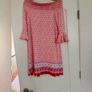 Cabana Life Red and White Long Sleeve Dress